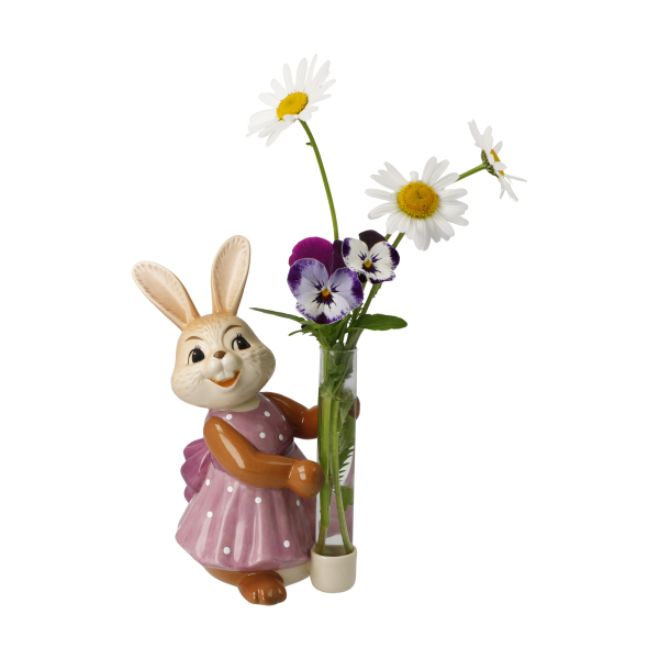 Goebel Figur Hasenmädchen mit Vase Lass Blumen sprechen! Ostern NEUHEIT 2025 Hase mit Vase aus Glasröhrchen