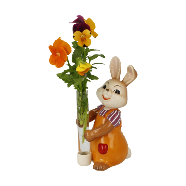 Goebel Figur Hasenjunge mit Vase Blütentraum Ostern NEUHEIT 2025 Hase mit Vase aus Glasröhrchen