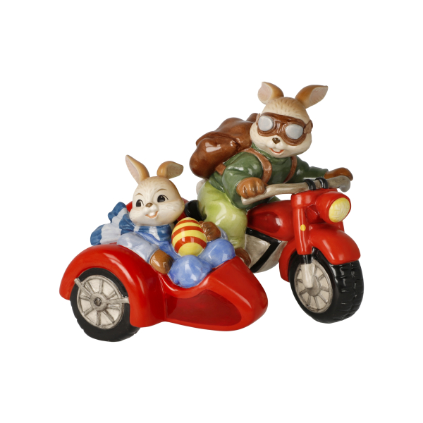Goebel Figur Hasen - Spritztour- Ostern Hasen mit Motorrad und Beiwagen NEUHEIT 2025 LIMITIERTE EDITION
