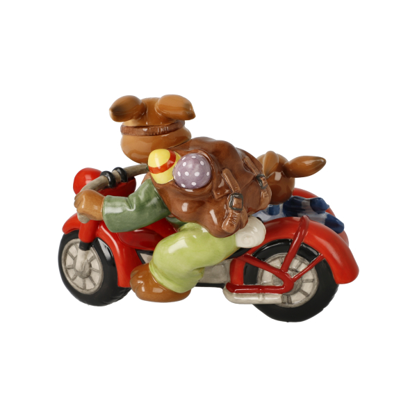 Goebel Figur Hasen - Spritztour- Ostern Hasen mit Motorrad und Beiwagen NEUHEIT 2025 LIMITIERTE EDITION