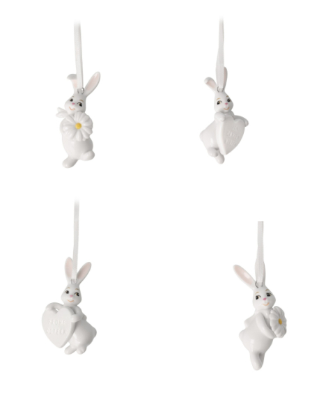 Goebel 4er Set Hasen Snow White Hasenhänger - From My Heart - Happy Easter - Hello Sunshine und With Love in Geschenkverpackung NEUHEIT 2026