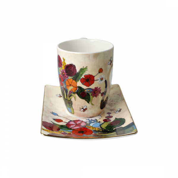 Goebel Innamorato Tasse mit Untertasse Rosina Wachtmeister Katzen Künstlerbecher ANGEBOT