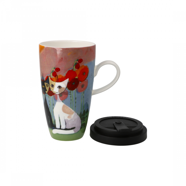 Goebel Lestate in giardino Tasse Trinkbecher NEUHEIT 2024 Rosina Wachtmeister Katze Mug To Go mit Deckel Teetasse Kaffeetasse Porzellan Künstlerbecher NEUHEIT 2024