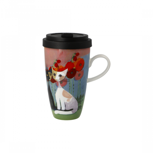 Goebel Lestate in giardino Tasse Trinkbecher NEUHEIT 2024 Rosina Wachtmeister Katze Mug To Go mit Deckel Teetasse Kaffeetasse Porzellan Künstlerbecher NEUHEIT 2024