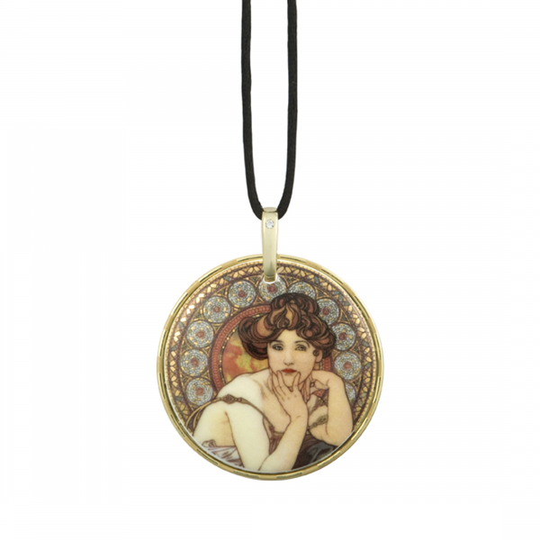 Goebel Topaz Kette mit Amulett Alphonse Mucha Artis Orbis