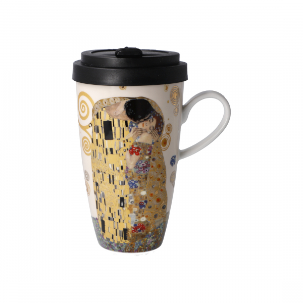 Goebel Der Kuss Trinkbecher NEUHEIT 2021 Gustav Klimt Mug To Go mit Deckel Teetasse Kaffeetasse Porzellan Künstlerbecher