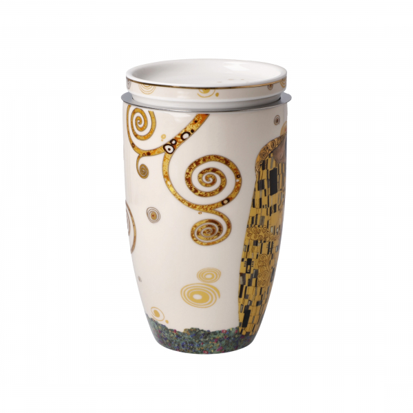 Goebel - Der Kuss - Tasse Trinkbecher - Gustav Klimt - Teetasse mit Deckel und Sieb Porzellan Porzellantasse