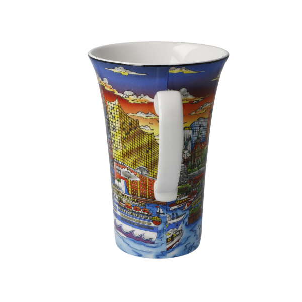 Goebel Sunset over Hamburg - Charles Fazzino - Popart Künstlerbecher Tasse NEUHEIT 2020