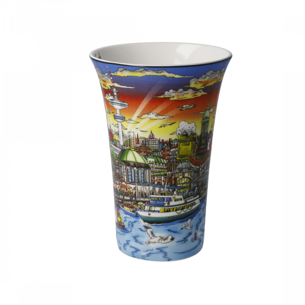 Goebel Sunset over Hamburg - Charles Fazzino - Popart Künstlerbecher Tasse NEUHEIT 2020