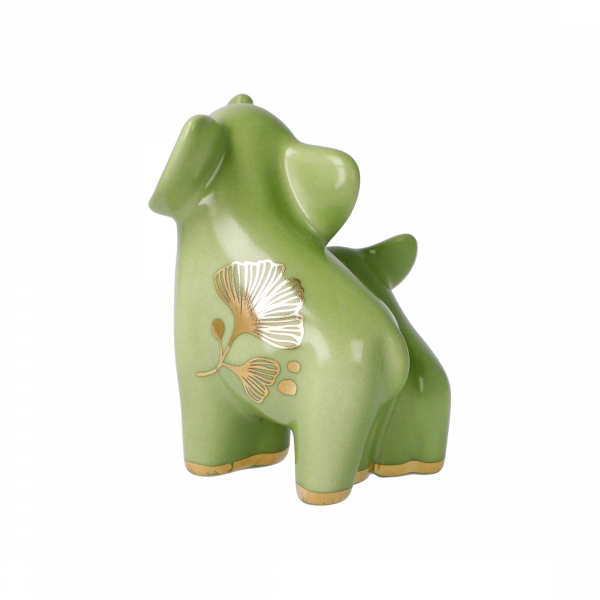 Goebel Mini Elefant in Love grün mit Ginkgo Blatt Elephant de luxe Figur aus dem Display - Kopie