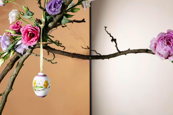 Rosenthal Hutschenreuther Porzellan-Ei Das Ei 2026 Porzellan-Ei Jahresei Hase mit Tulpen