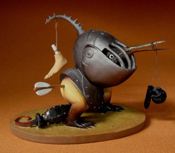 Parastone Hieronymus Bosch - Vogelmonster mit Helm Figur Polyresin Museumsreblikat Skulptur Figur