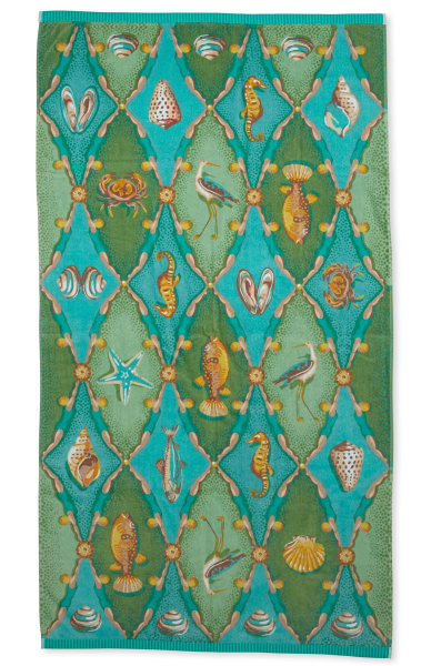Pip studio Strandtuch Little Sea Beachtowel Green 100x180 Strandhandtuch Strandtuch Badehandtuch grün