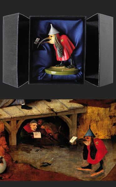 Parastone Hieronymus Bosch - Vogel mit Brief Figur Polyresin Museumsreblikat Pocket Art - DIE VERSUCHUNG DES HEILIGEN ANTONIUS