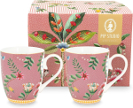 Pip Studio 2er Set Mug Large La Majorelle Pink Tee Kaffee Tasse 350 ml Porzellantasse in dekorativer Verpackung