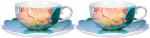 Pip Studio 2er Set Tea Cup & Saucers Royal Flowers Porzellan Tee Kaffee Tasse mit Untertasse 225 ml in dekorativer Geschenkverpackung