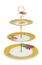 Pip Studio Cake Stand 3Layers Blushing Birds Yellow Etagere gelb Blumen